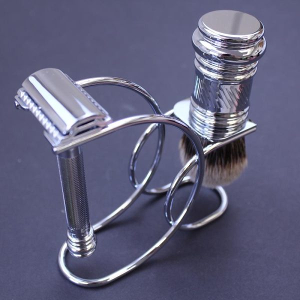 Merkur 3 Piece Razor Brush and Stand Set