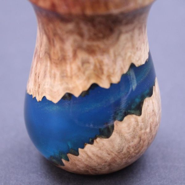 Burl Wood Blue Shave Bowl and Silvertip Badger Brush - Image 9
