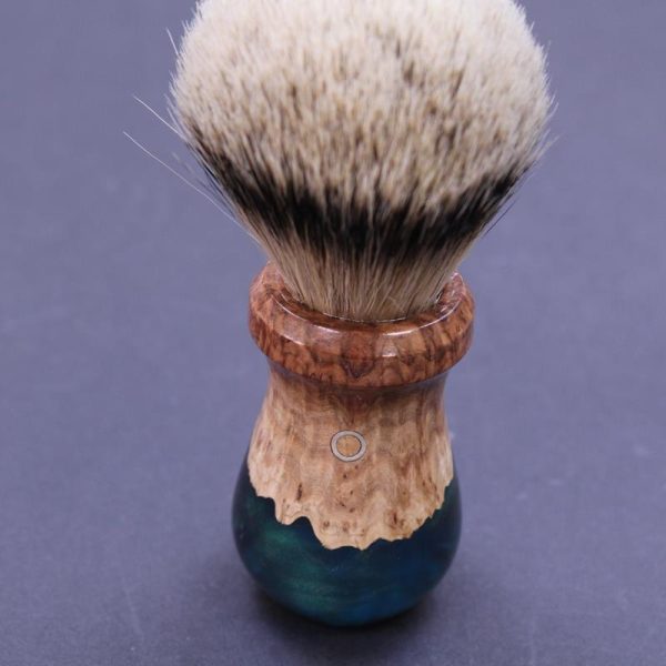 Burl Wood Blue Shave Bowl and Silvertip Badger Brush - Image 7