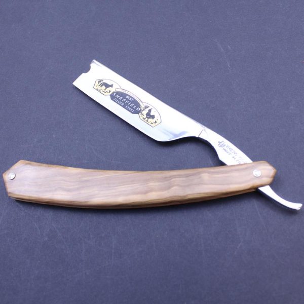 TI 7/8 Fox and Rooster Razor with Olivewood Scales - Image 2