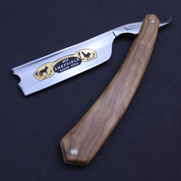 TI 7/8 Fox and Rooster Razor with Olivewood Scales - Image 3