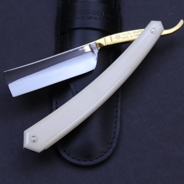 TI 6/8 Square Nose Gilded Razor with Bone Scales - Image 10
