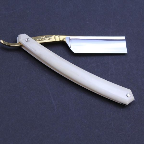 TI 6/8 Square Nose Gilded Razor with Bone Scales - Image 2