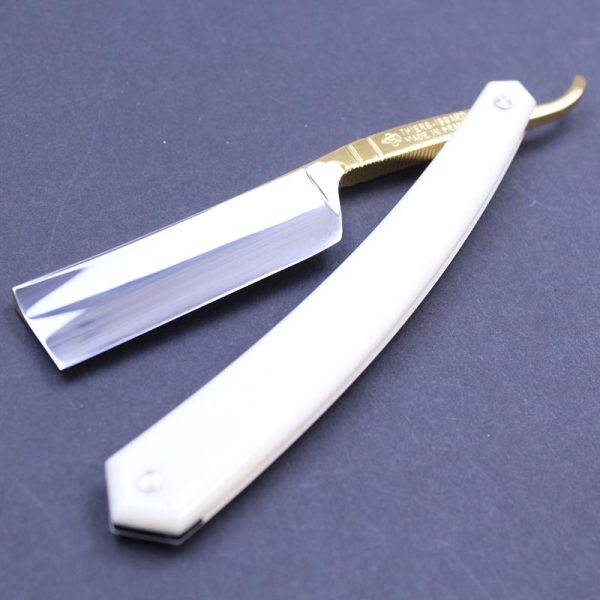 TI 6/8 Square Nose Gilded Razor with Bone Scales - Image 7