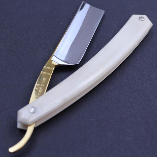 TI 6/8 Square Nose Gilded Razor with Bone Scales - Image 8