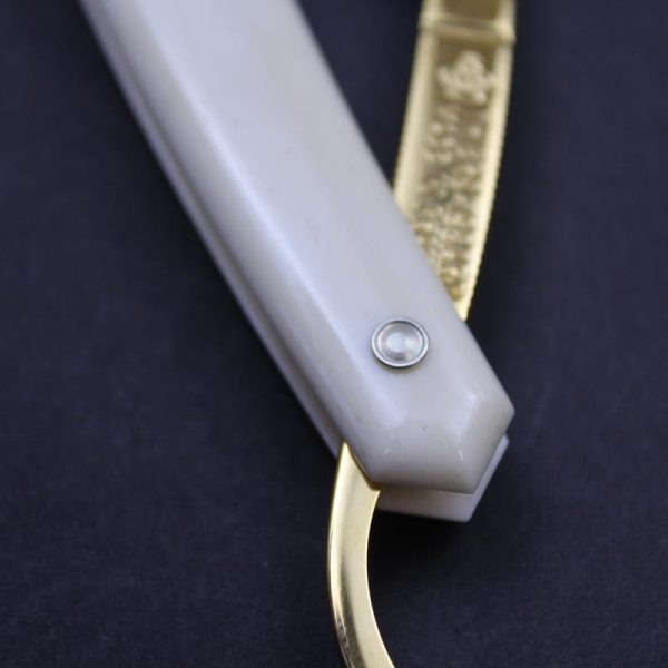 TI 6/8 Square Nose Gilded Razor with Bone Scales - Image 9
