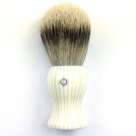 Custom Shaving Brush In Pink and White Striped Polyester