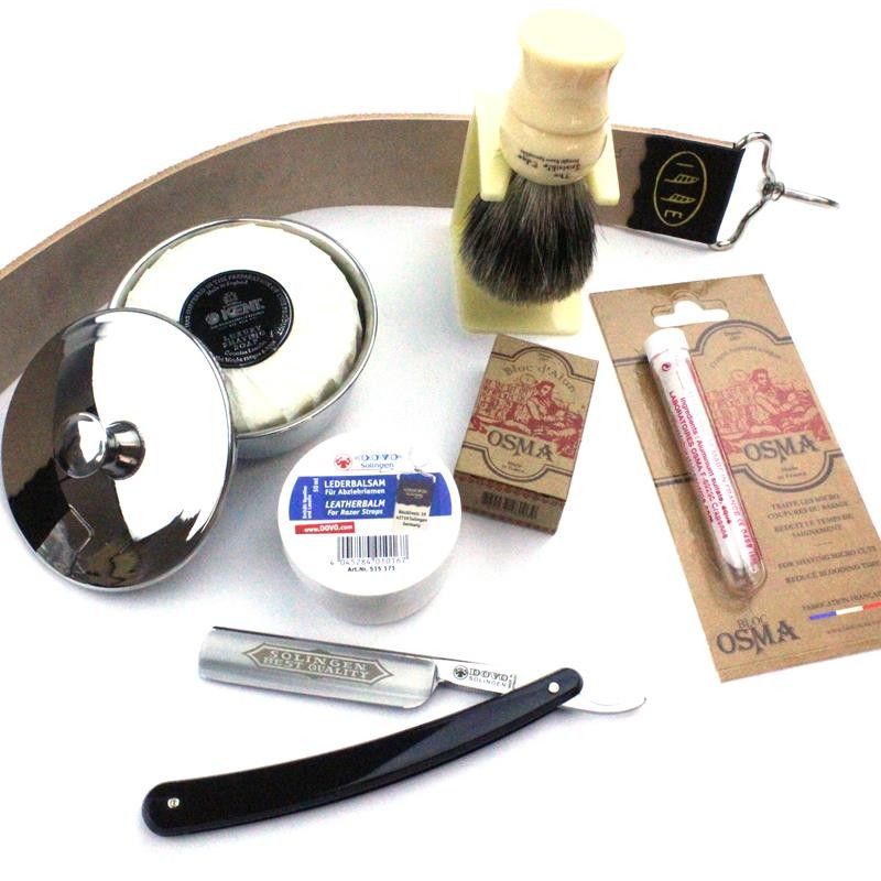 InvisibleEdge Starter Kit Traditional Kent Version with Dovo Straight Razor