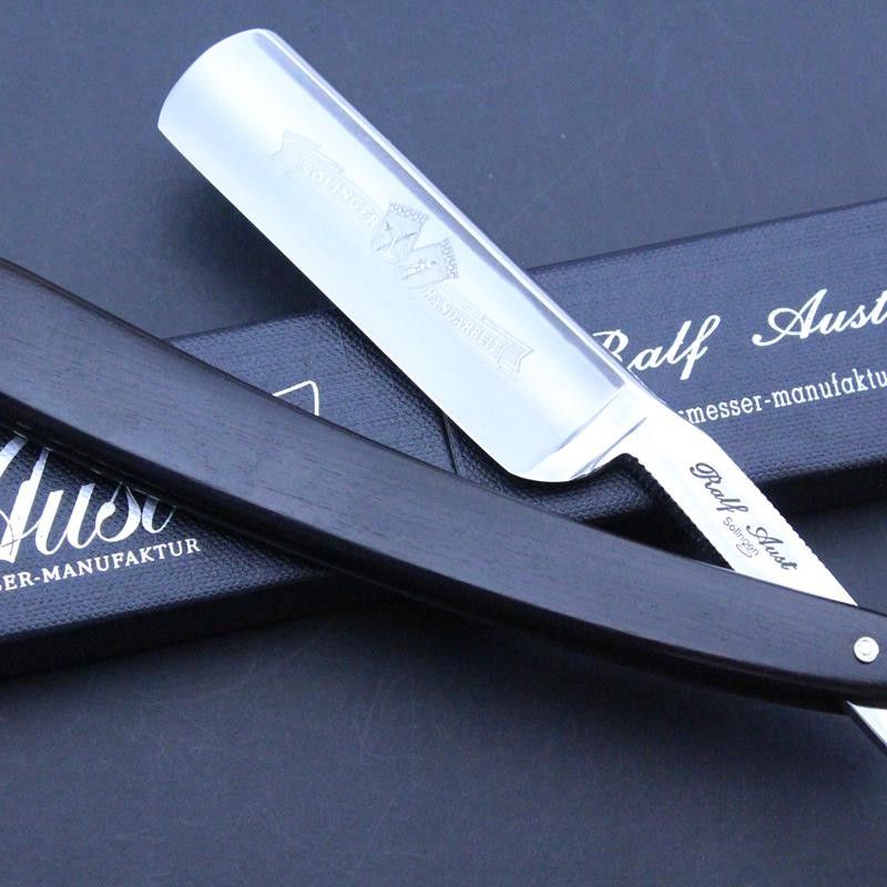 Ralf Aust 6/8 stainless steel straight razor with African Blackwood scales