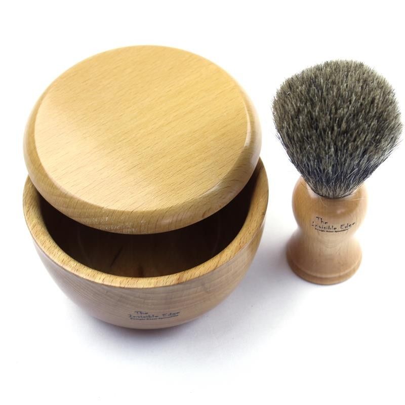Invisible Edge Beechwood Bowl and Pure Badger Brush