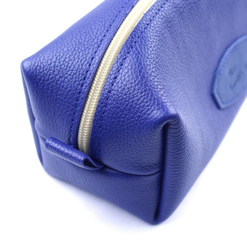 Invisible Edge Blue Calf Leather Wash Bag