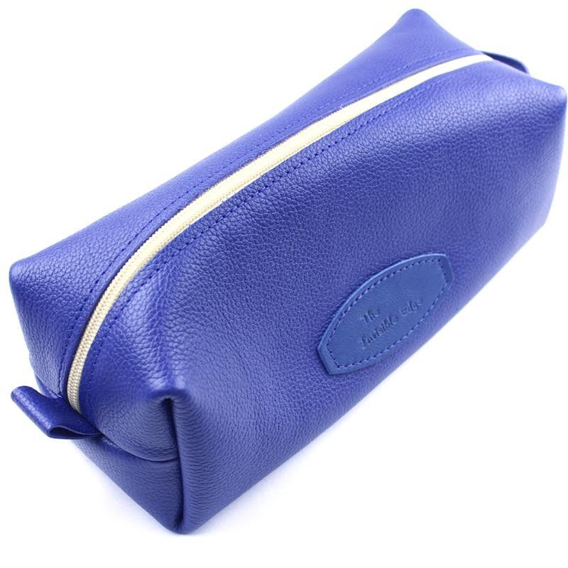 Invisible Edge Blue Calf Leather Wash Bag