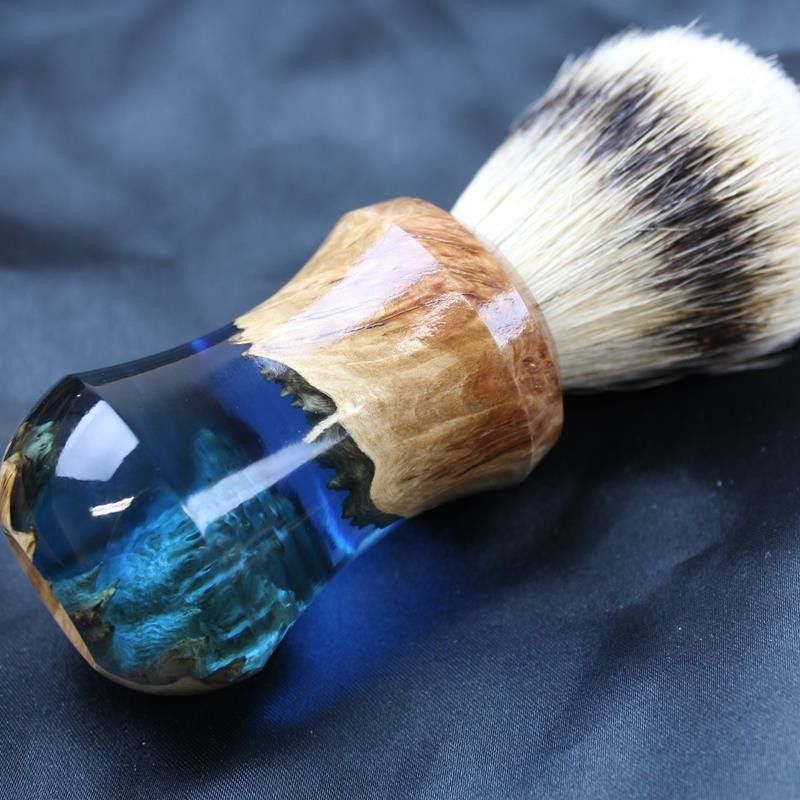 Burl Wood Indigo Blue Silvertip Badger Shave Brush